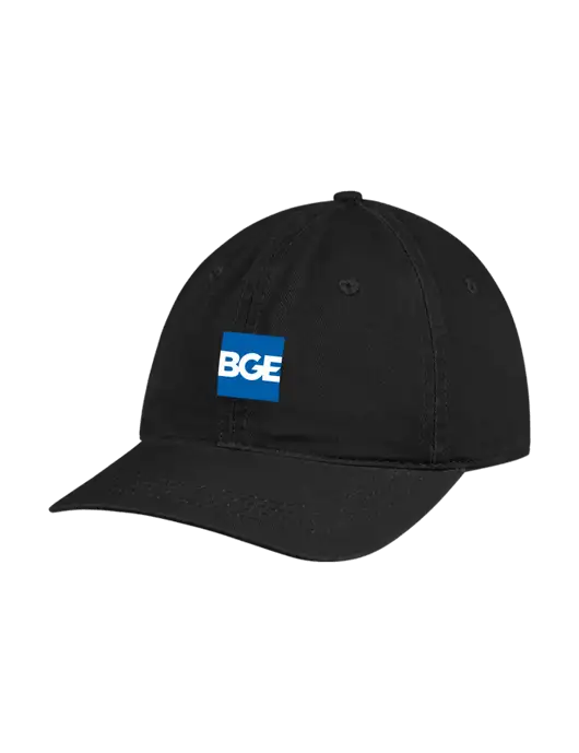 Garment Washed Unstructured Twill Black Cap w/BGE Logo