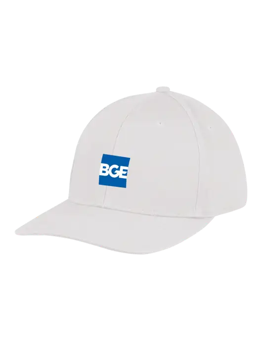Premium Modern Structured Twill White Snapback Cap w/BGE Logo