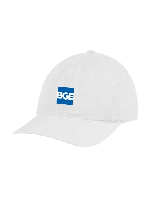 Garment Washed Unstructured Twill White Cap w/BGE Logo
