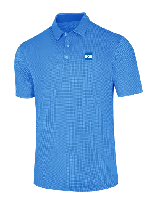 Callaway Carolina Blue Fashion Gingham Polo w/BGE Logo