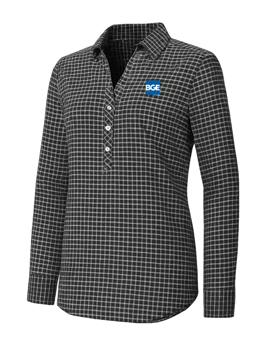 Womens Dark Grey/White City Stretch Shirt w/BGE Logo