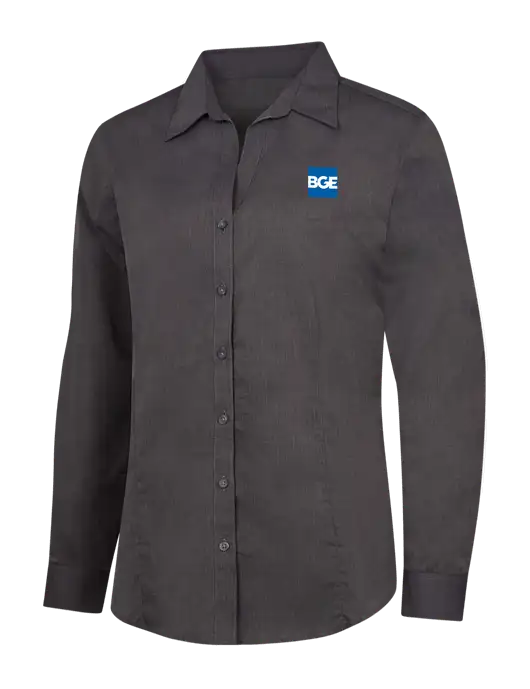 Womens Soft Black Crosshatch Easy Care Shirt w/BGE Logo