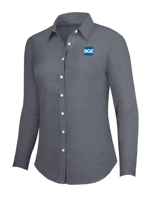 Dark Grey Womens SuperPro Oxford Shirt w/BGE Logo