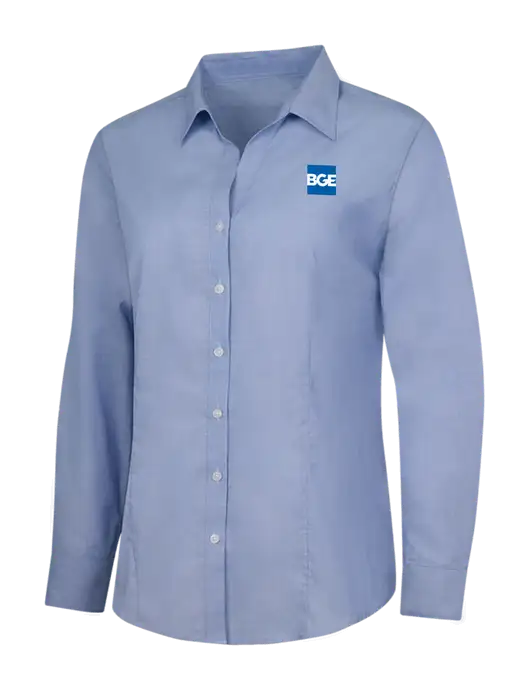 Light Slate Blue Womens Crosshatch Easy Care Shirt w/BGE Logo