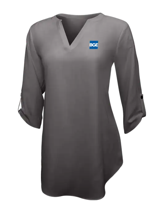 Dark Grey Womens 3/4 Sleeve Tunic Blouse w/BGE Logo