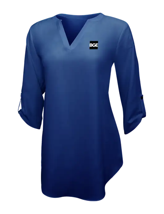 Dark Royal Womens 3/4 Sleeve Tunic Blouse w/BGE Logo