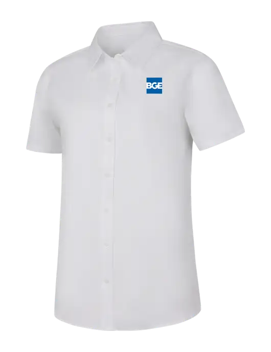 Womens White Short Sleeve Superpro React Twill Shirt w/BGE Logo