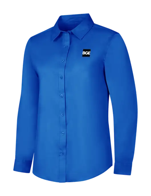 Womens Long Sleeve Royal Blue Superpro React Twill Shirt w/BGE Logo