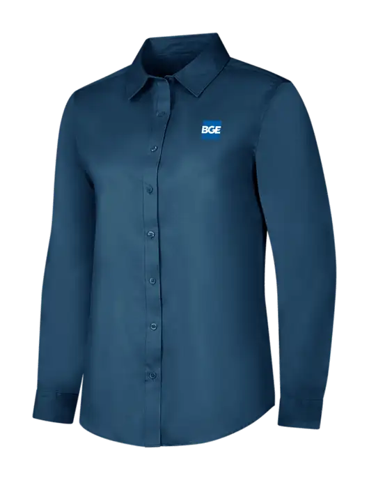 Light Navy Womens Long Sleeve Superpro React Twill Shirt w/BGE Logo