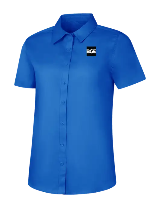 Womens Short Sleeve Royal Blue Superpro React Twill Shirt w/BGE Logo