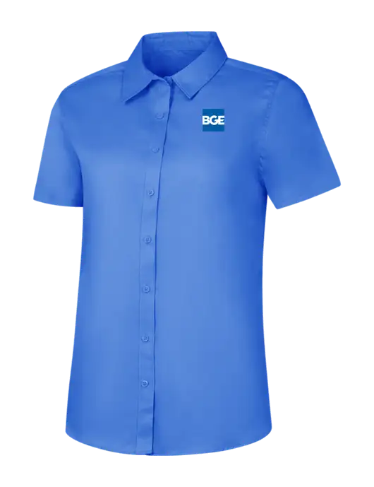 Womens Dark Carolina Blue Short Sleeve Superpro React Twill Shirt w/BGE Logo