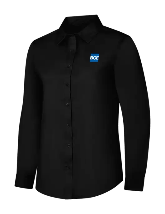 Womens Black Long Sleeve Superpro React Twill Shirt w/BGE Logo