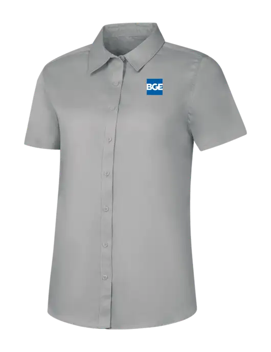 Womens Light Grey Short Sleeve Superpro React Twill Shirt w/BGE Logo