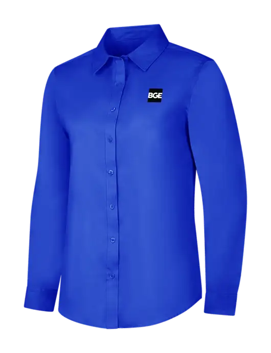 Womens Long Sleeve Dark Royal Superpro React Twill Shirt w/BGE Logo