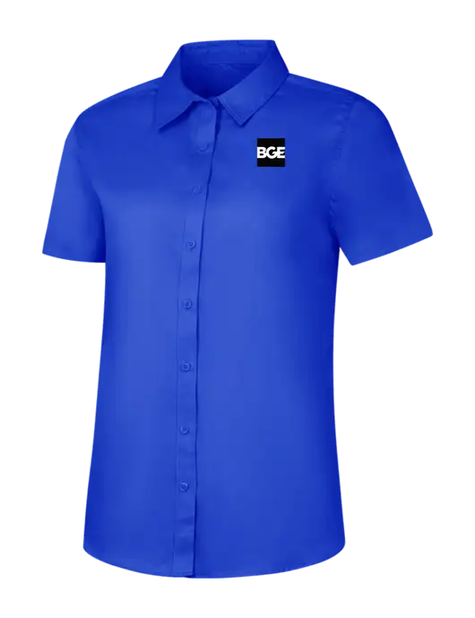Womens Short Sleeve Dark Royal Superpro React Twill Shirt w/BGE Logo
