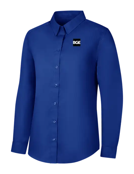 Womens Royal Long Sleeve Carefree Poplin Shirt w/BGE Logo