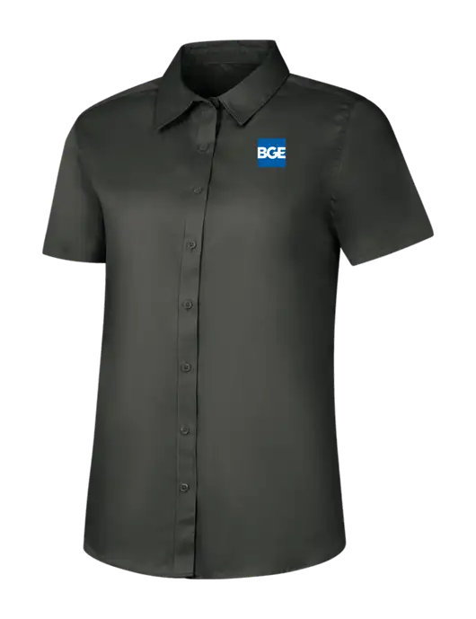 Womens Dark Grey Short Sleeve Superpro React Twill Shirt w/BGE Logo