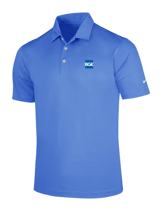 NIKE Light Royal Blue Dri-Fit Vertical Mesh Polo w/BGE Logo