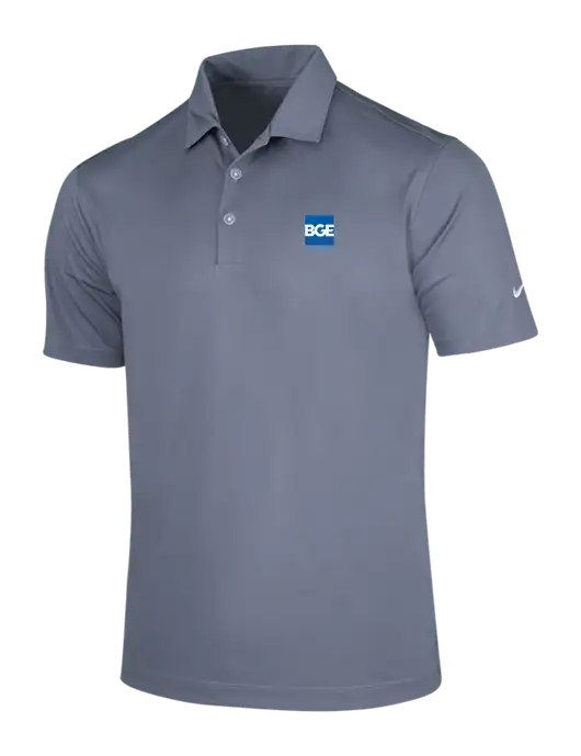 NIKE Medium Grey Dri-Fit Vertical Mesh Polo w/BGE Logo
