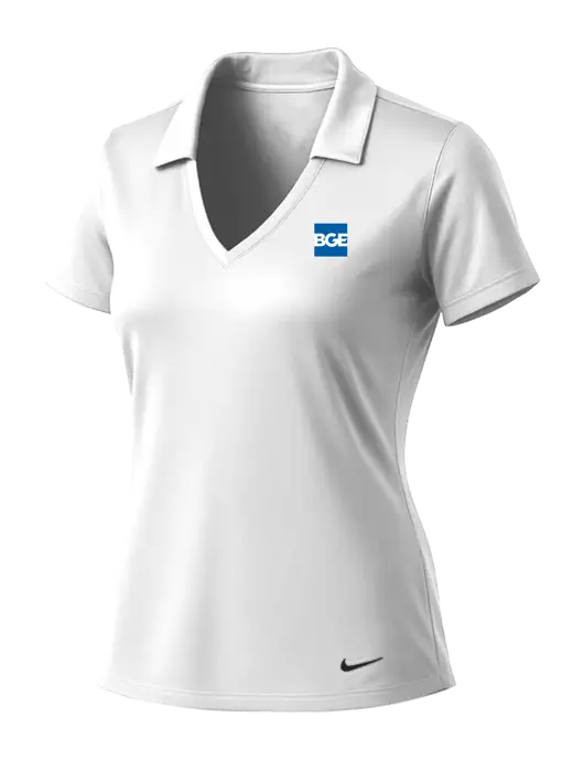 NIKE White Womens Dri-Fit Vertical Mesh Polo w/BGE Logo