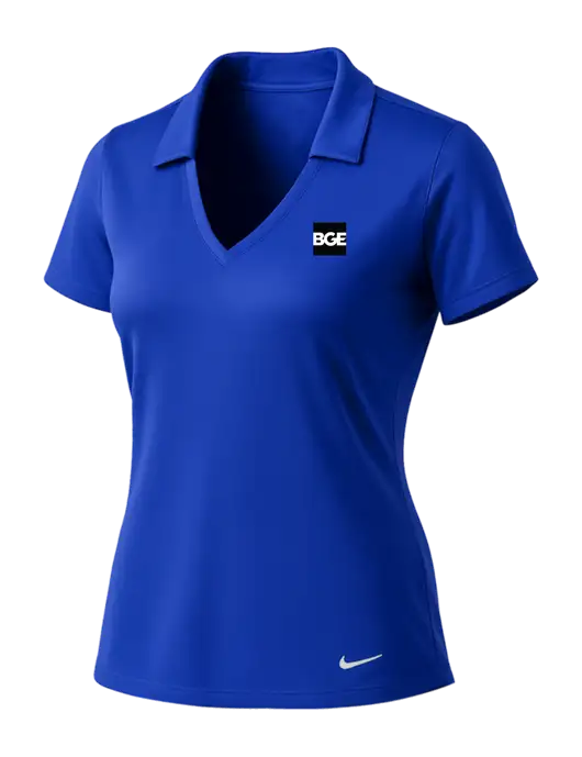 NIKE Dark Royal Womens Dri-Fit Vertical Mesh Polo w/BGE Logo