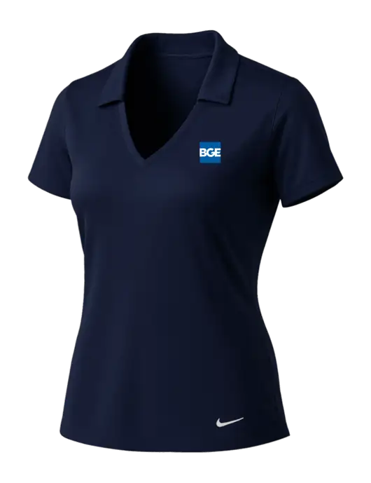 NIKE Dark Navy Womens Dri-Fit Vertical Mesh Polo w/BGE Logo
