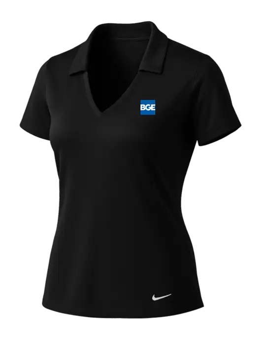 NIKE Black Womens Dri-Fit Vertical Mesh Polo w/BGE Logo
