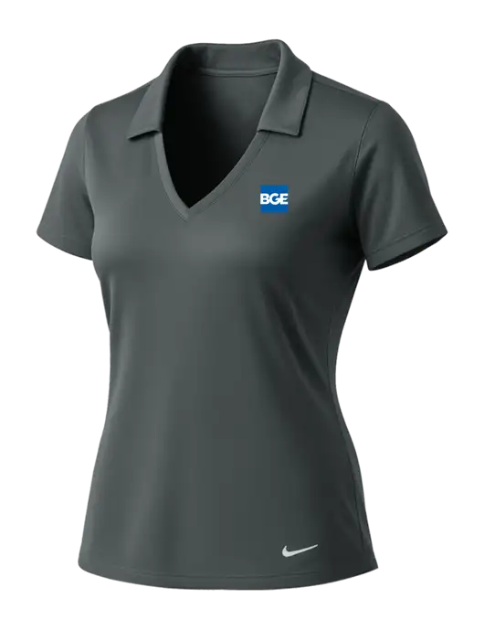 NIKE Dark Grey Womens Dri-Fit Vertical Mesh Polo w/BGE Logo