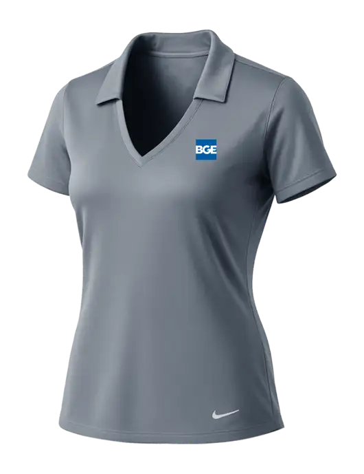 NIKE Medium Grey Womens Dri-Fit Vertical Mesh Polo w/BGE Logo
