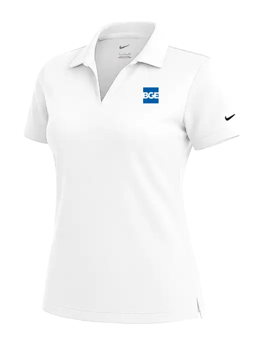 NIKE White Womens Dri-Fit Micro Pique Polo w/BGE Logo