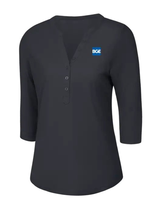 OGIO Charcoal Grey Jewel Henley w/BGE Logo