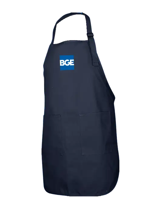 Full-Length Navy Apron With Pockets w/BGE Logo