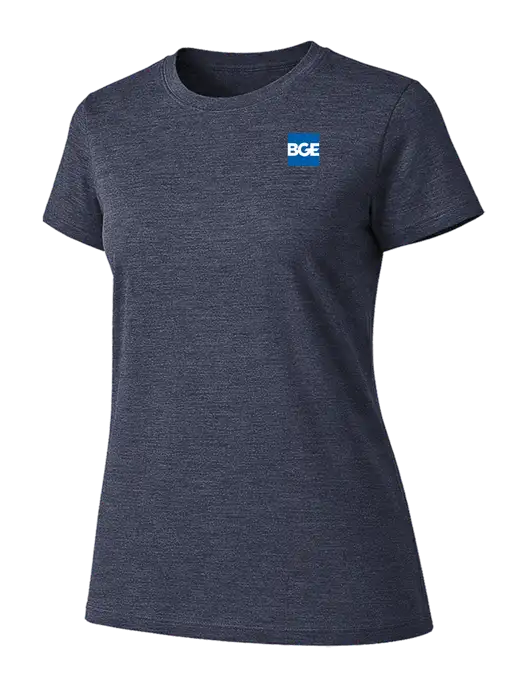 Womens Ring Spun Heather Navy 4.5 oz T-Shirt w/BGE Logo