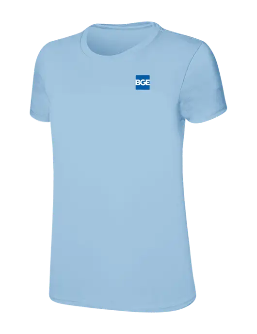 Womens Ring Spun Light Blue 4.5 oz T-Shirt w/BGE Logo
