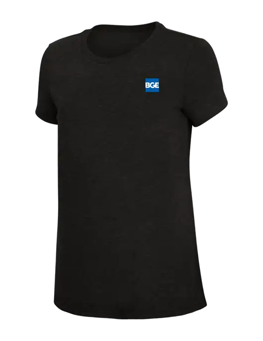 Womens Simply Soft Black 4.5oz Poly/Combed Ring Spun Cotton T-Shirt w/BGE Logo
