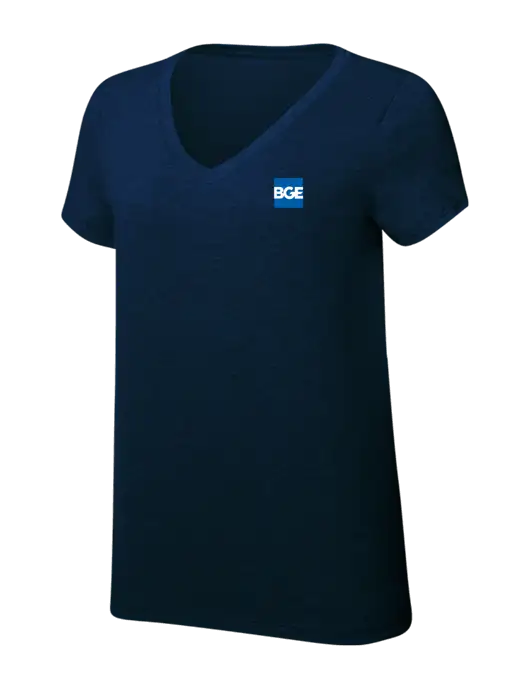 Womens Simply Soft V-Neck New Navy 4.5oz  Poly/Combed Ring Spun Cotton T-Shirt w/BGE Logo