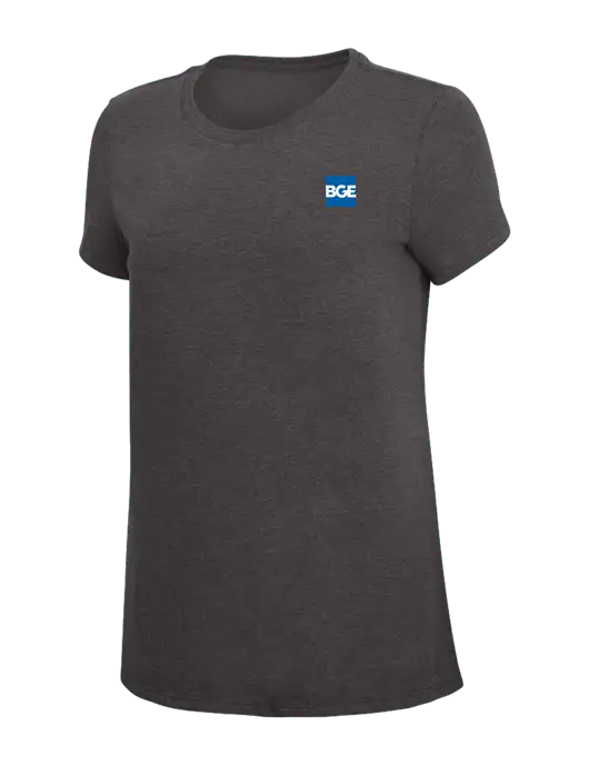 Womens Simply Soft Heather Charcoal 4.5oz  Poly/Combed Ring Spun Cotton T-Shirt w/BGE Logo