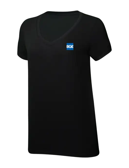 Womens Simply Soft V-Neck Black 4.5oz  Poly/Combed Ring Spun Cotton T-Shirt w/BGE Logo