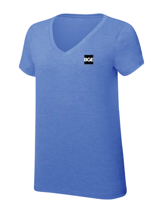 Womens Simply Soft V-Neck Royal Frost 4.5oz  Poly/Combed Ring Spun Cotton T-Shirt w/BGE Logo