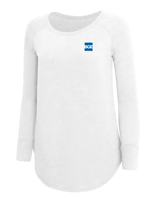 Womens Perfect Wide Collar Tunic Tri-Blend White 4.5 oz T-Shirt w/BGE Logo