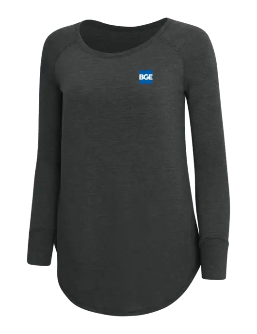 Womens Perfect Wide Collar Tunic Tri-Blend Black Frost 4.5 oz T-Shirt w/BGE Logo