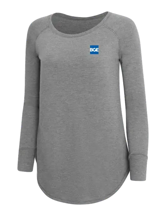 Womens Perfect Wide Collar Tunic Tri-Blend Grey Frost 4.5 oz T-Shirt w/BGE Logo
