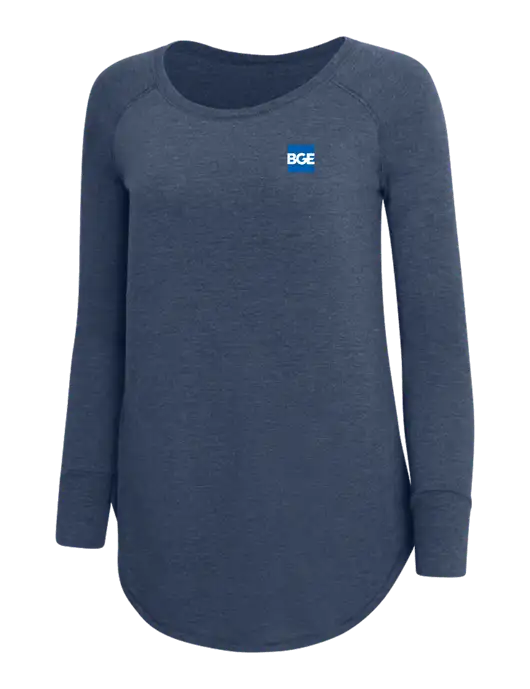 Womens Perfect Wide Collar Tunic Tri-Blend Navy Frost 4.5 oz T-Shirt w/BGE Logo