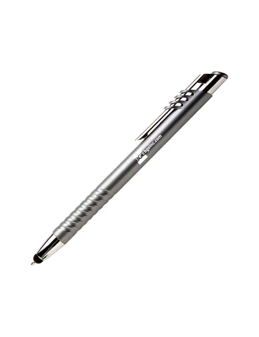 Schirhart Grey Stylus Pen - Blue Ink w/BGE URL Logo