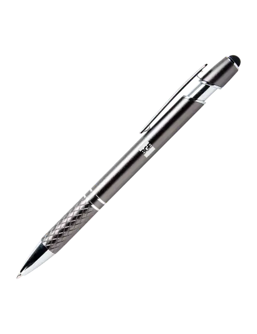 Valencia Gunmetal Stylus Pen - Black Ink w/BGE Logo