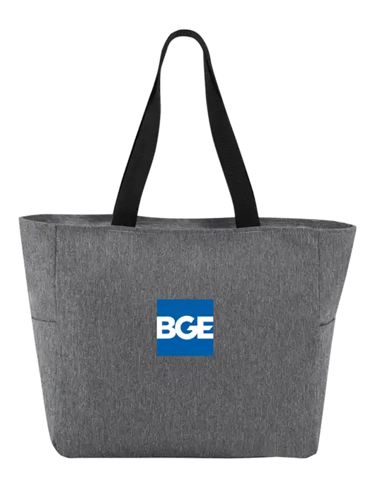 Everyday Heather Grey Zip Tote  w/BGE Logo