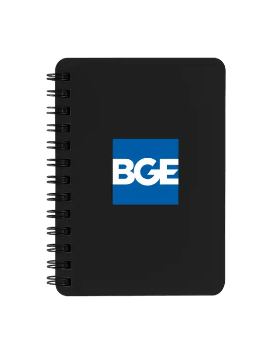 Sturdy Black Hardcover Notebook, 5.25 x 7 w/BGE Logo