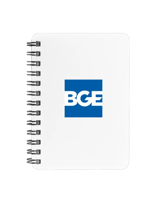Sturdy White Hardcover Notebook, 5.25 x 7 w/BGE Logo