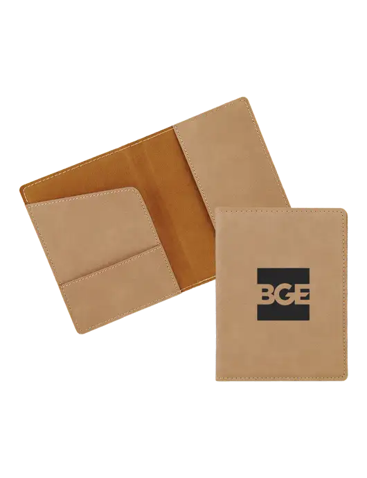 Tan Leatherette Passport Holder w/BGE Logo