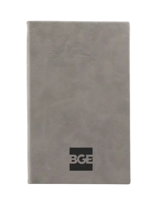 Grey Leatherette 5.25 x 8.25 Journal w/BGE Logo